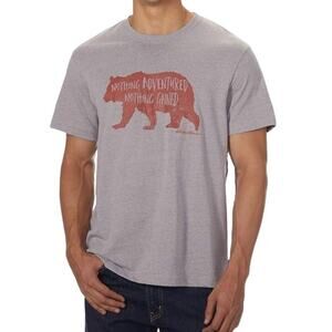 EDDIE BAUER Nothing Adventured Nothing Gained Bear Graphic T-Shirt Grey Size L